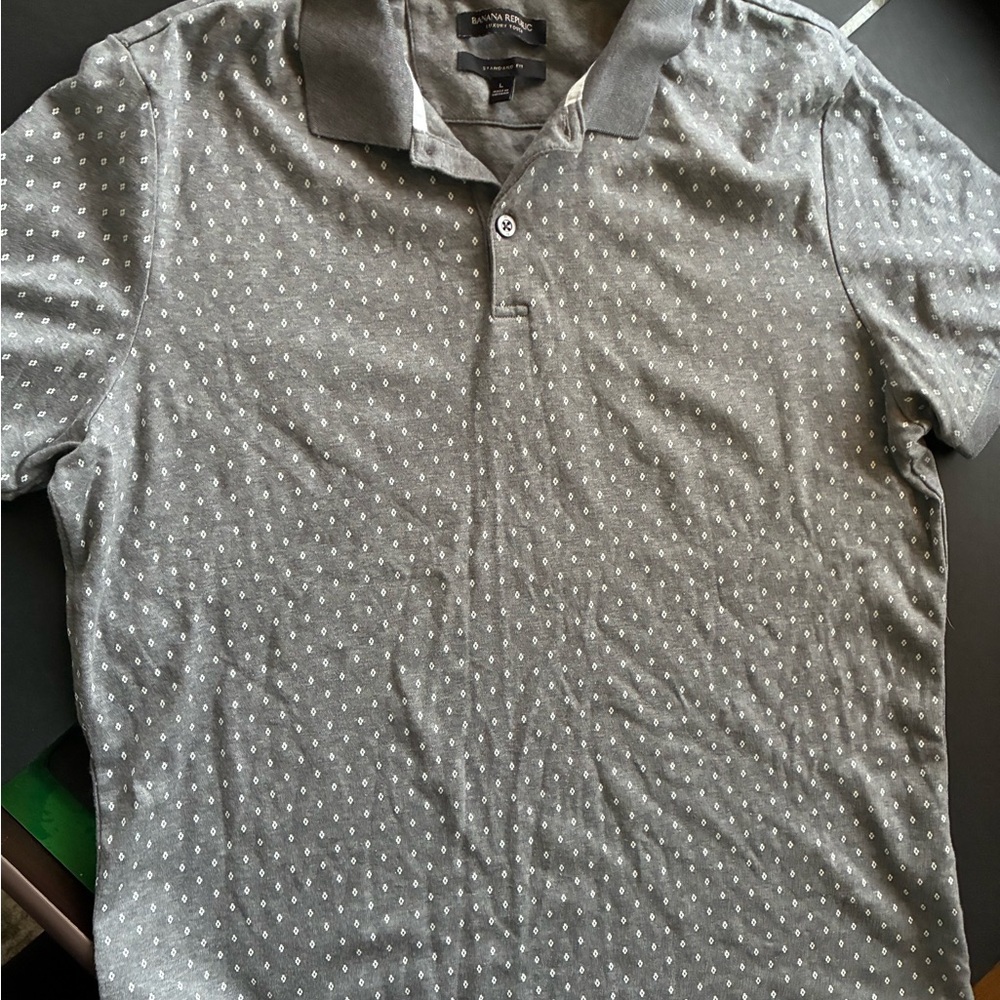 Banana Republic Gray Polka Dot Men's Polo